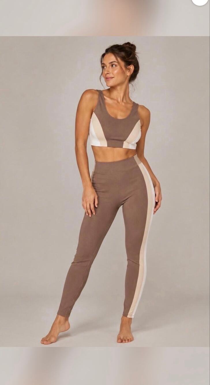 Wilo Australia brown and beige color-blocked SET in XS #activewear #colorblock